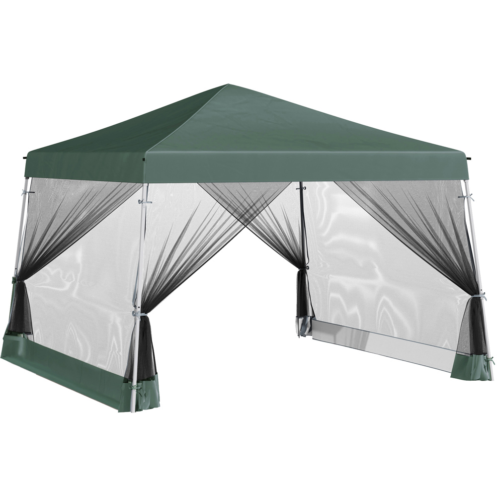 Outsunny 3 x 3m Green Foldable Pop Up Gazebo with Mosquito Netting Image 2