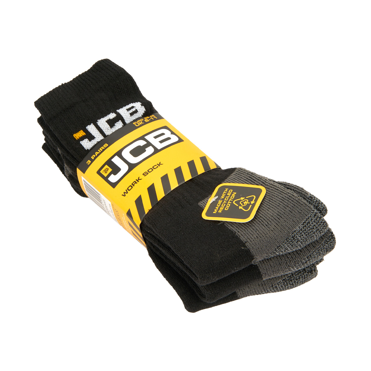 Pack of 3 JCB Worker Socks Black Image 3