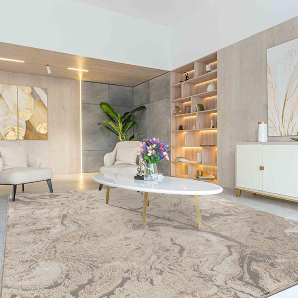 Desire Rugs Elysium Modern Abstract Action Metallic Astral Gold Rug 60 x 220cm Image 6