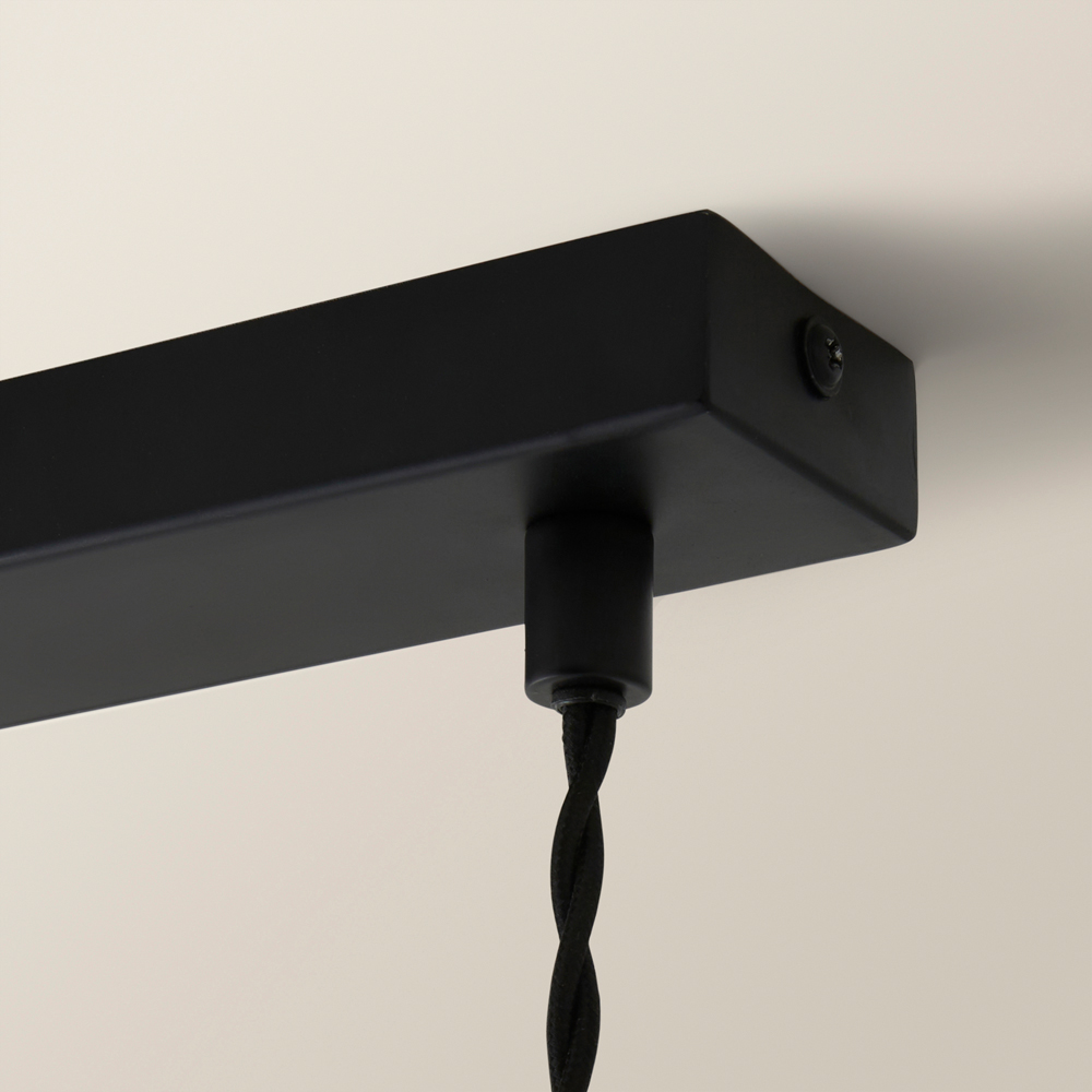 ValueLights Lauren White Pleat 3 Drop Bar Matte Black Diner LED Ceiling Pendant Light Image 4