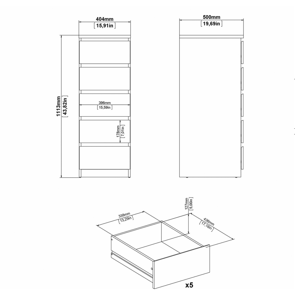 Furniture To Go Naia 5 Drawer White Chest of Drawers Image 8