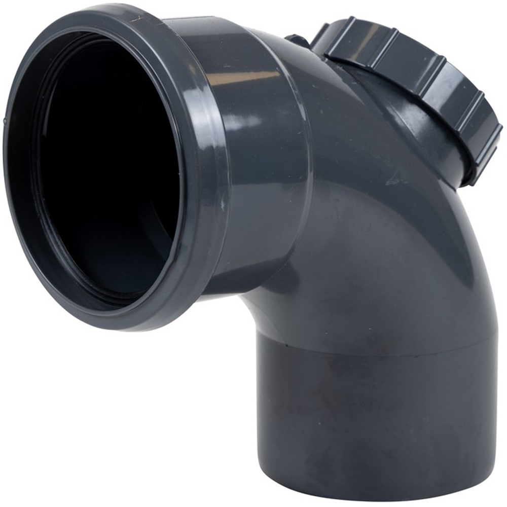 FloPlast Ring Seal Soil 92.5 Degree Access Bend Anthracite Grey 110mm Image 2