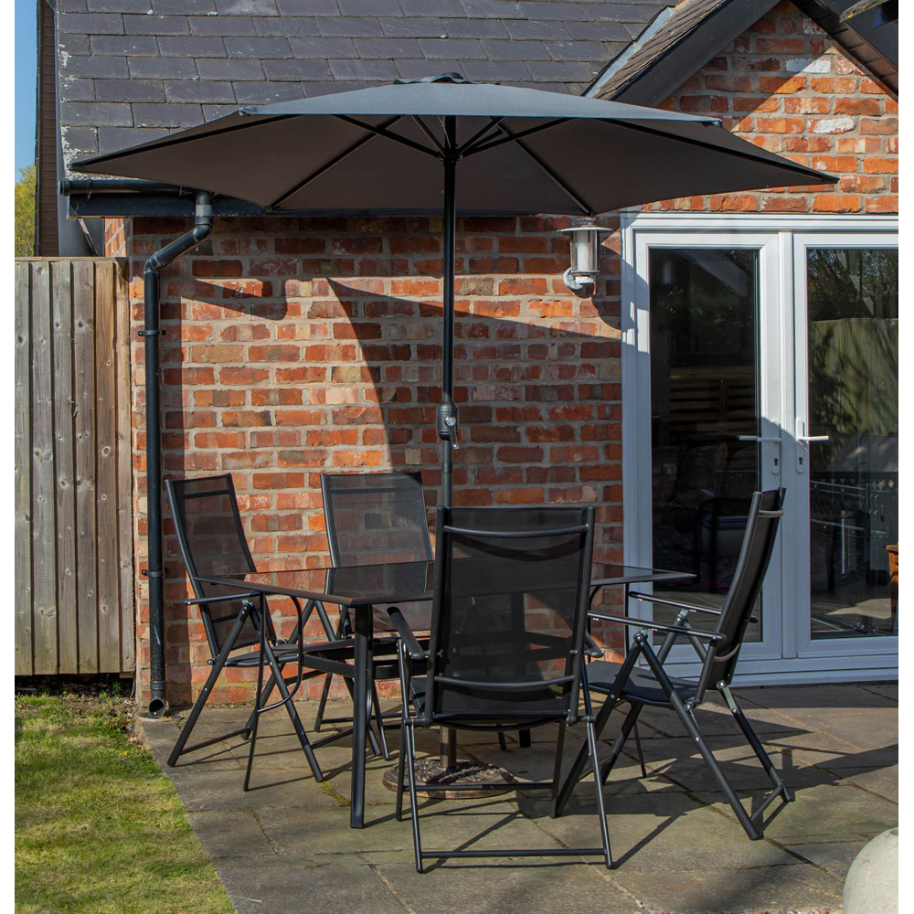 Samuel Alexander 4 Seater Garden Dining Table with Grey Havana Parasol and Base 2.7m Image 1