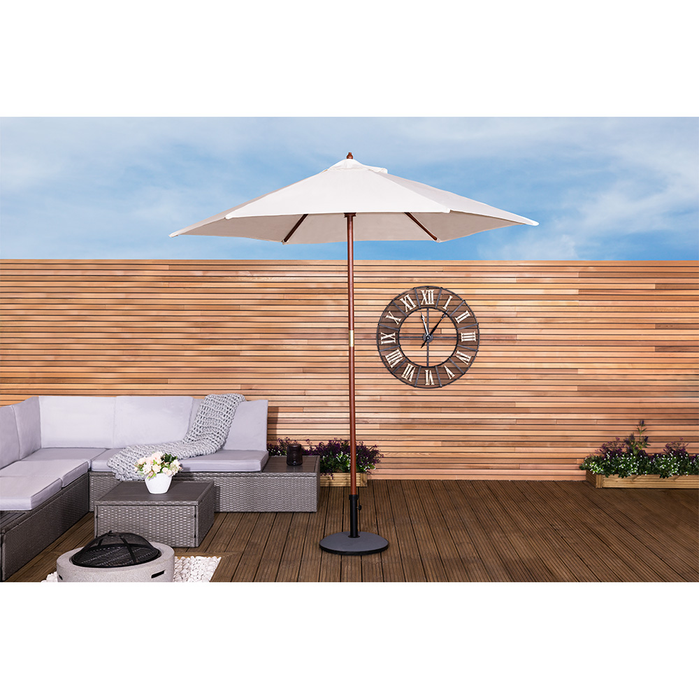 Charles Bentley Cream Wooden Parasol 2.4m Image 3