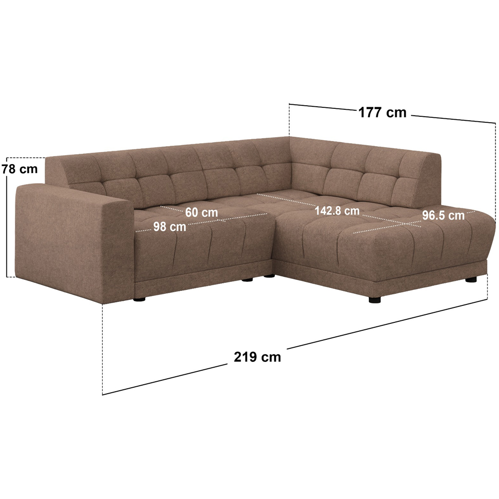 SOLACE+CO Asta Brown 3 Seater Right Corner Sofa Image 7