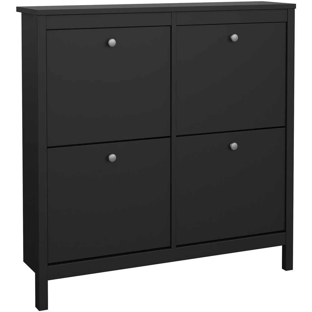Florence Madrid 4 Flip Down Doors Matt Black Shoe Cabinet Image 2