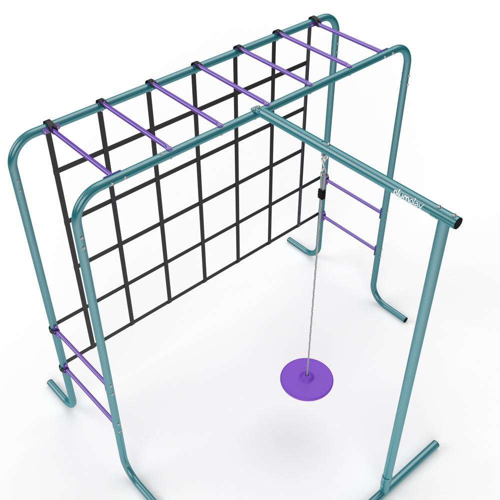 Plum Play Metal Monkey Bars with Swing and Climbing Wall Image 2