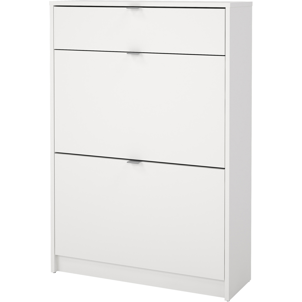 Florence Single Drawer 2 Flip Down Door White Shoes Cabinet Image 4