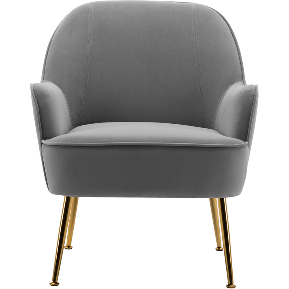 Living and Home Modern Grey and Gold Velvet Upholstered Armchair Image 3