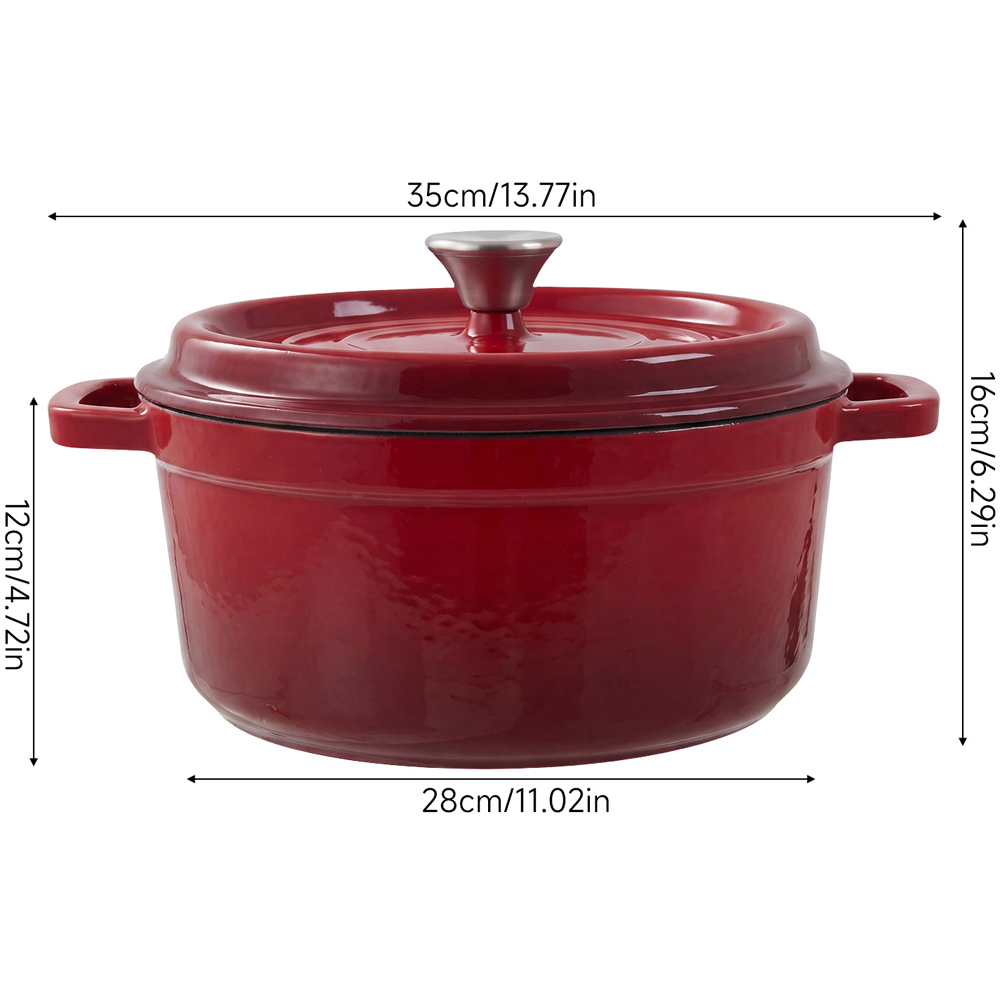Living and Home Gradient Red Enamelled Cast Iron Dutch Oven Pot 6L Image 8