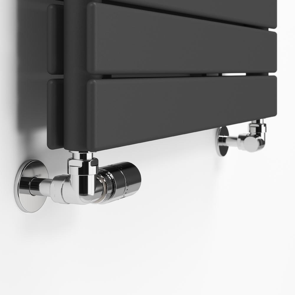 Terma Cylindrical Chrome 3-Axis Thermostatic Radiator Valve and Lockshield Set Image 4