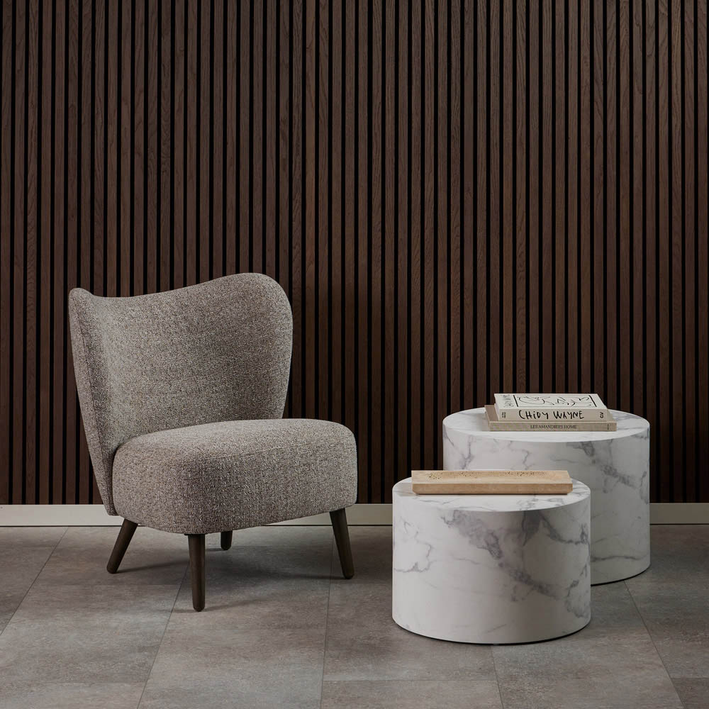 Florence Dice White Marble and Carrara Rough Paper Effect Round Coffee Table Set of 2 Image 8