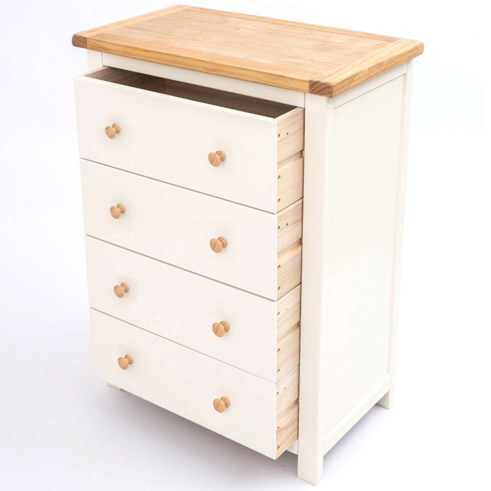 Cabinet Bits Maggiori 4 Drawer Off White Wood Knob Chest of Drawers Image 5