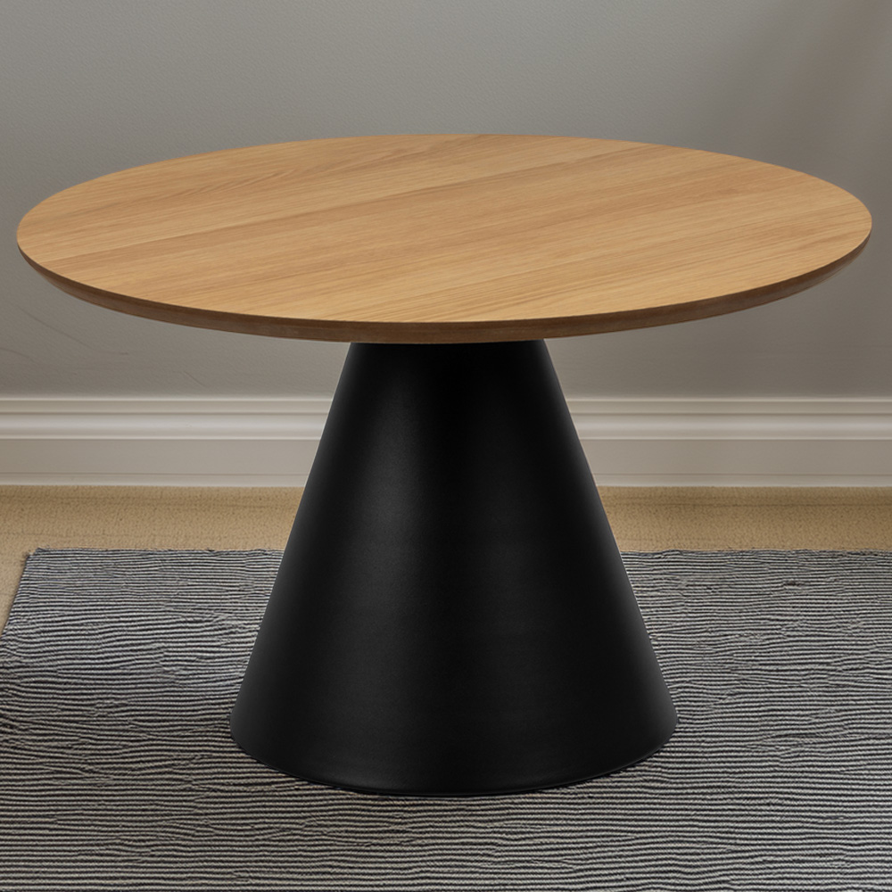Florence Soli Round Black and Oak Coffee Table Image 1