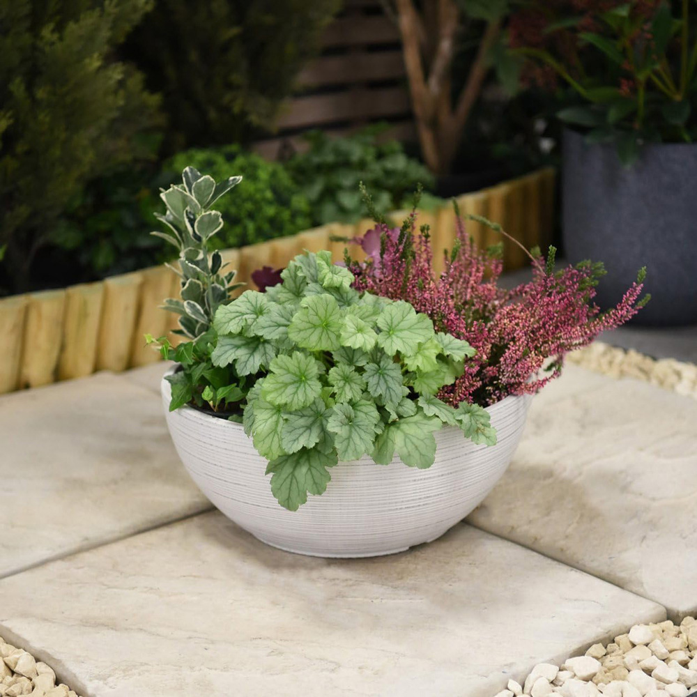 Garden Gear Light Grey Bayadere Bowl Planter 35cm 2 Pack Image 2