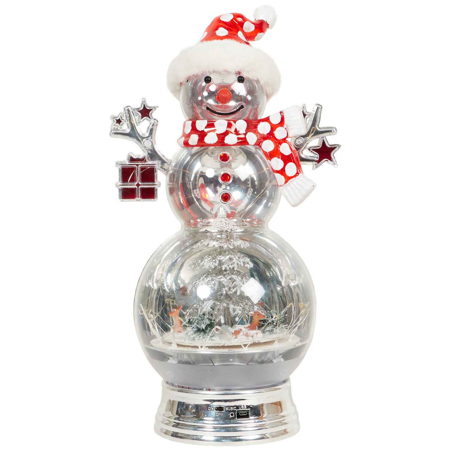 LED Musical Snowman with Winter Scene - Silver Image 1