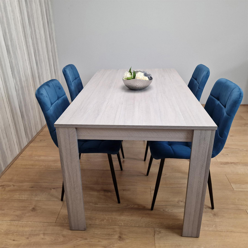 Portland 4 Seater Square Velvet Dining Table Set Arrow Grey and Blue Image 8