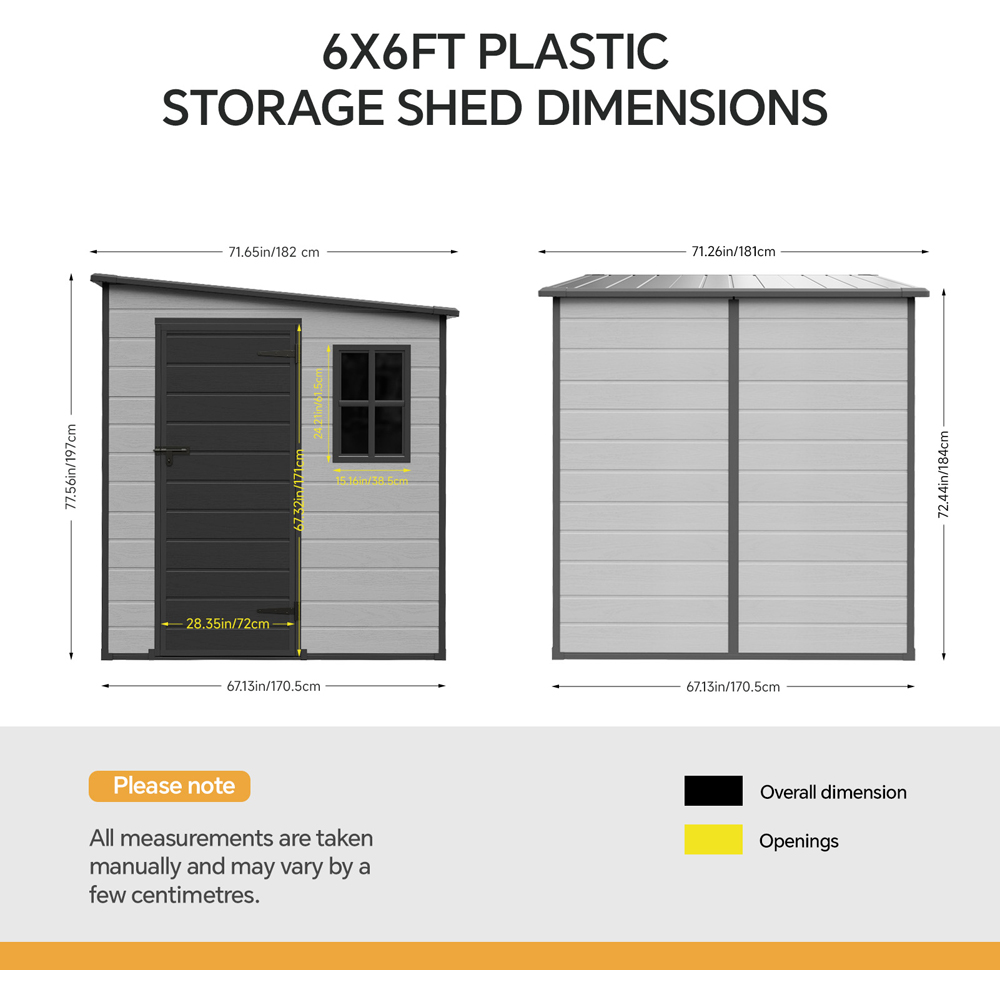 Living and Home 6 x 6ft Plastic Pent Garden Storage Shed with Window Image 8