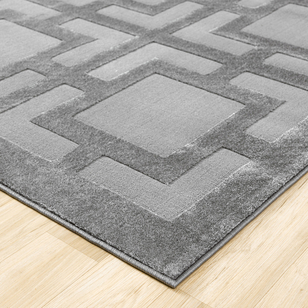 Desire Rugs Vellure Grey Metallic Sheen Maze Design Rug 60 x 220cm Image 3