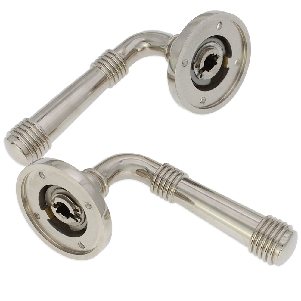Spira Brass Beehive Polished Nickel Lever On Rose Door Handle 2 Pack Image 4