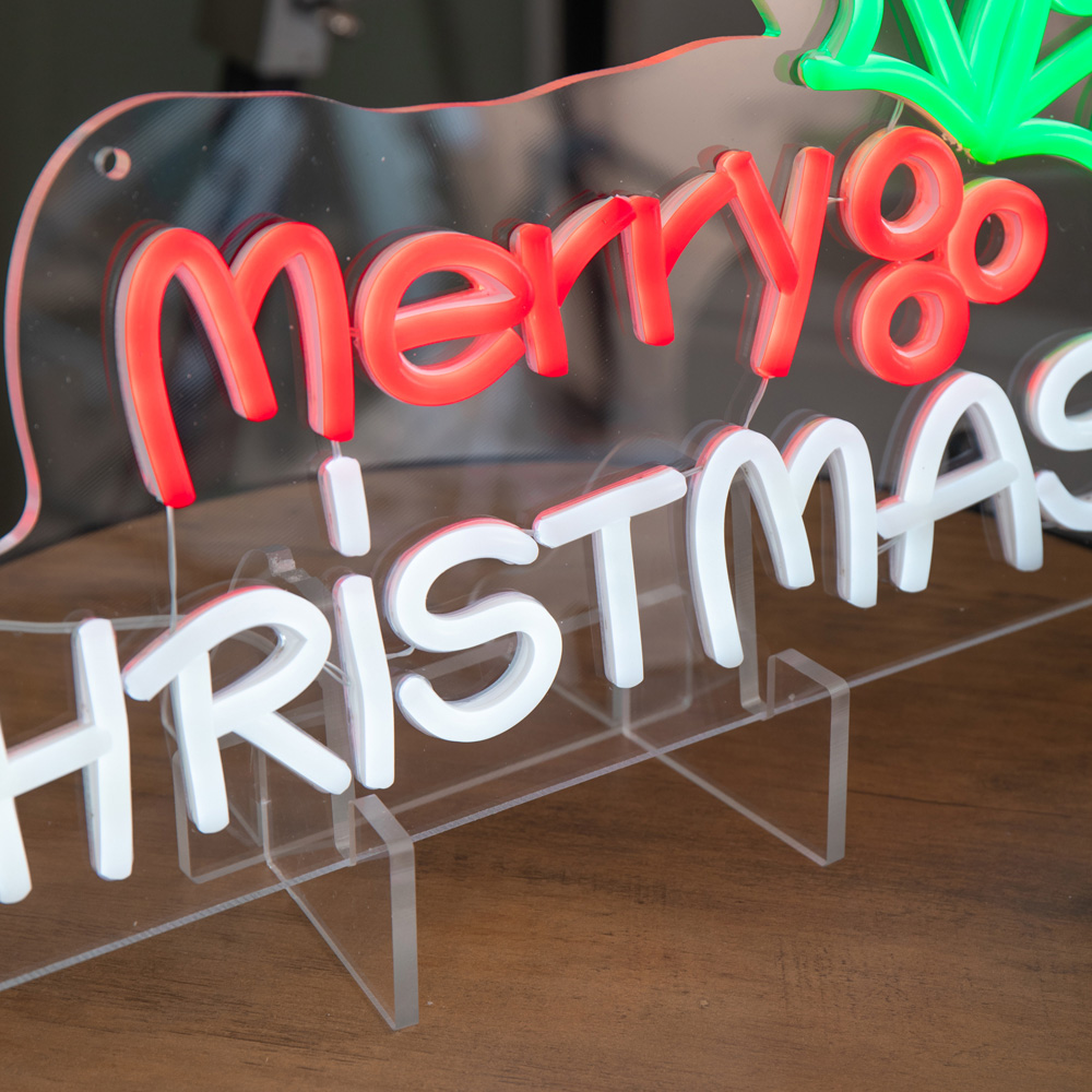 Samuel Alexander Red and White LED Light Up Merry Neon Sign 23 x 40cm Image 7
