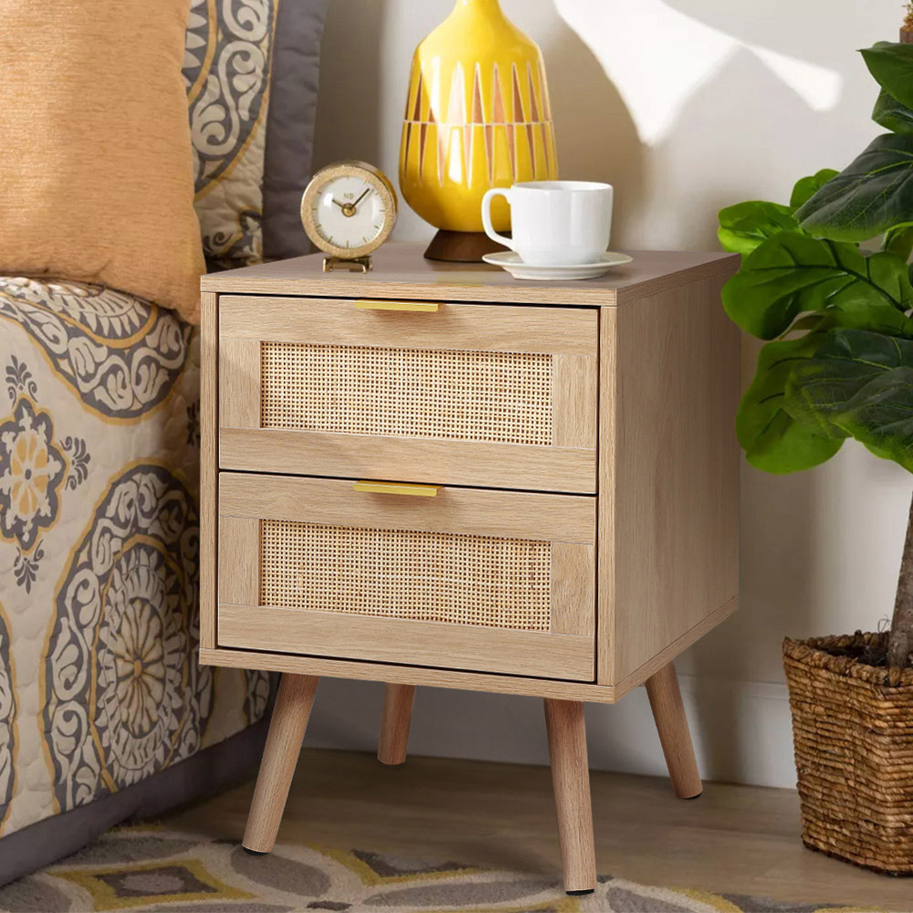 Living and Home 2 Pack 2 Drawer Rattan Side Cabinet Image 8
