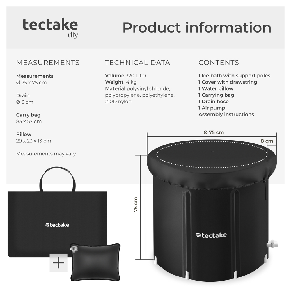 tectake Helsinki Foldable Triple Insulated Portable Ice Bath Barrel with Pump 320L Image 9