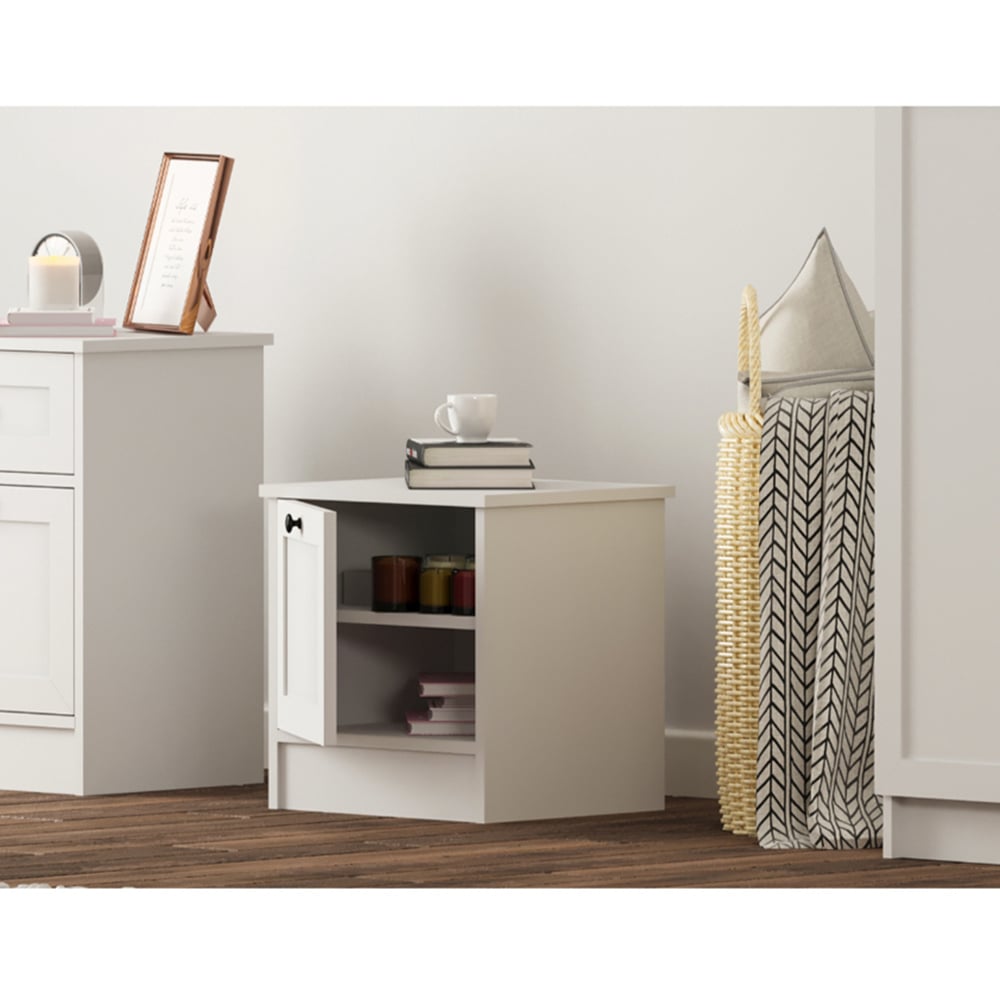 Evu DAISY Single Door White Bedside Table Image 7