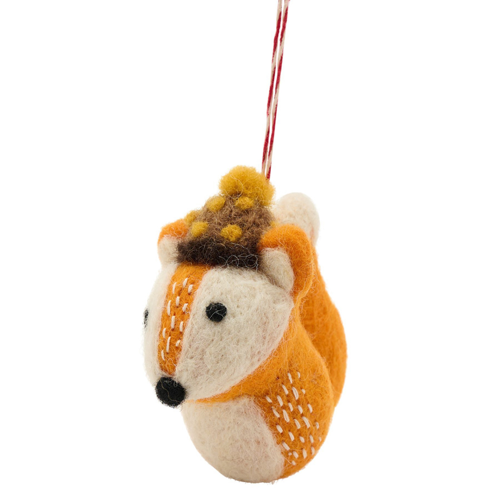The Seasonal Gift Co. Felt Fox with Acorn Hat Hanging Decoration Image 2