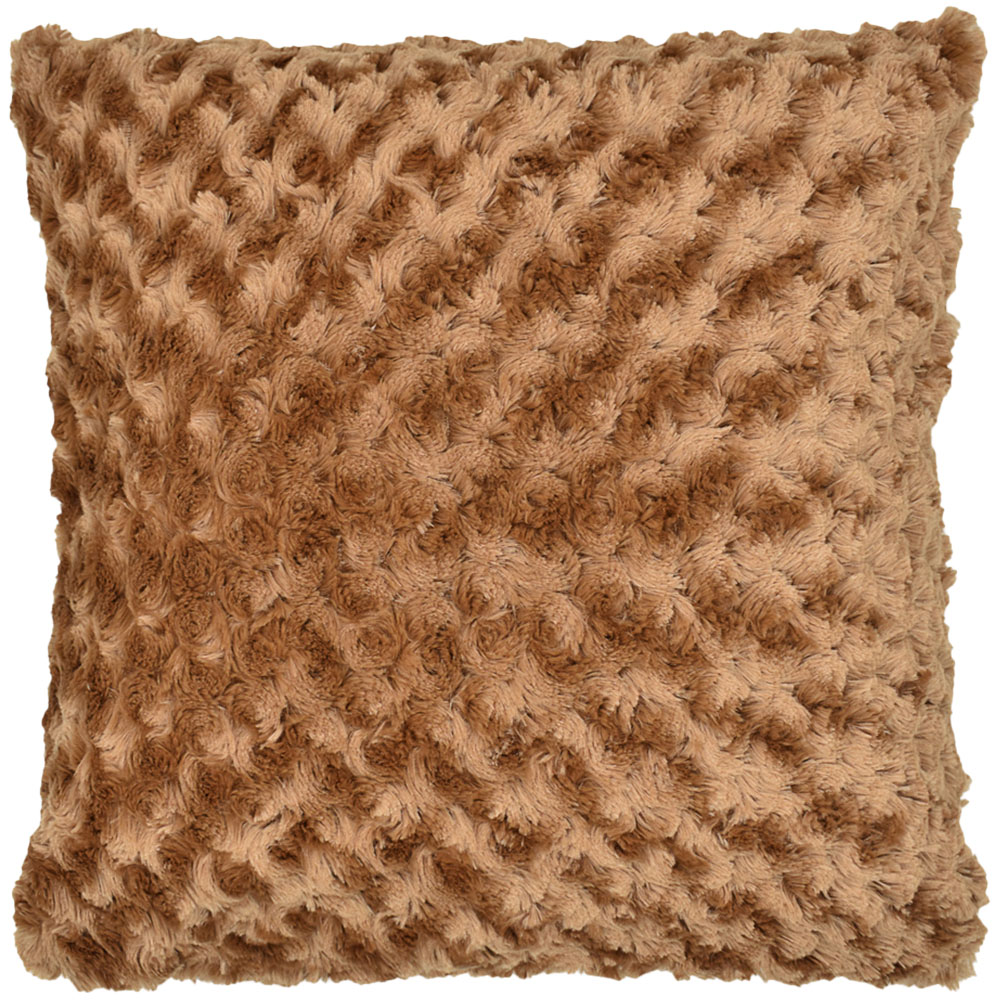 Velosso Posy Chenille Light Brown Filled Cushion 43 x 43cm 2 Pack Image 1