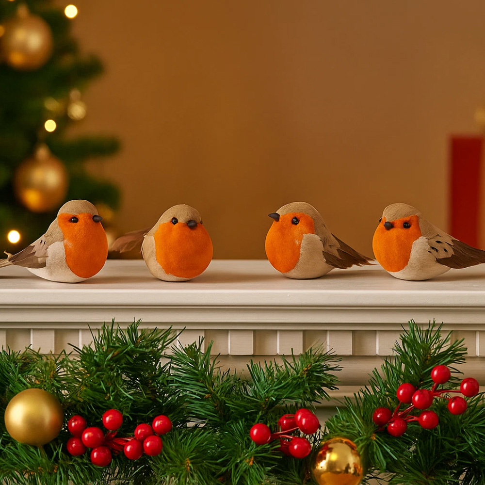 Marco Paul Robin Tree Decoration 5cm 4 Pack Image 2