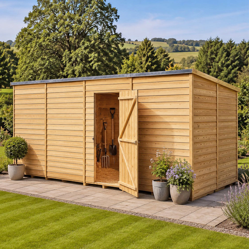 Shire GB Garden Value 16 x 6ft Overlap Pent Garden Shed Image 1