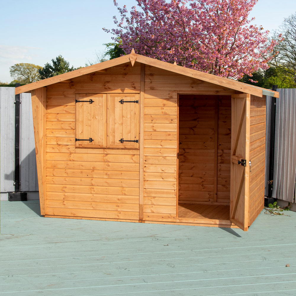 Shire 10 x 6ft Shiplap Style C Security Cabin Apex Garden Shed Image 3