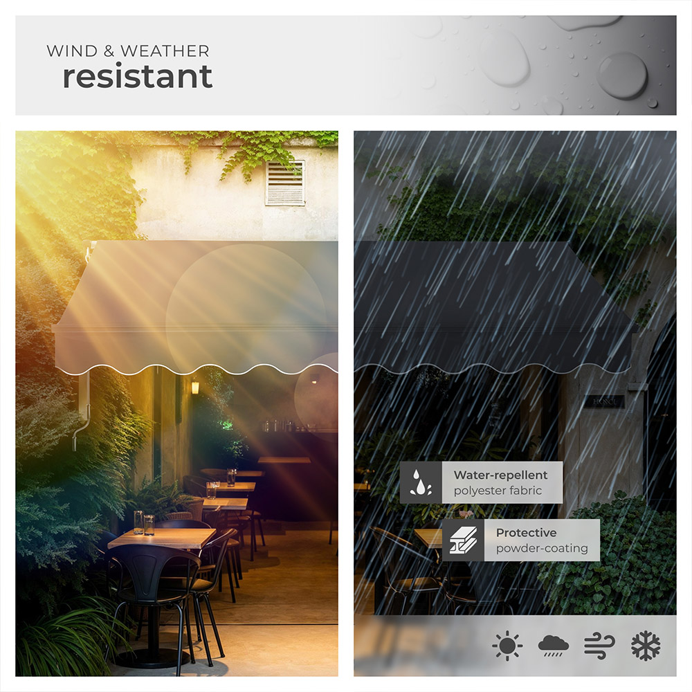 tectake Ornella Dark Grey Retractable Awning 300 x 250cm Image 5