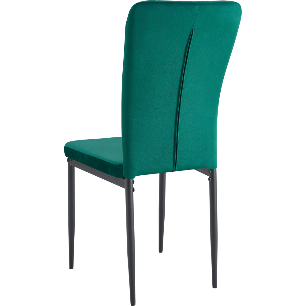 Elle Set of 6 Green Velvet Effect Plush Padded Upholstered Dining Chair Image 5