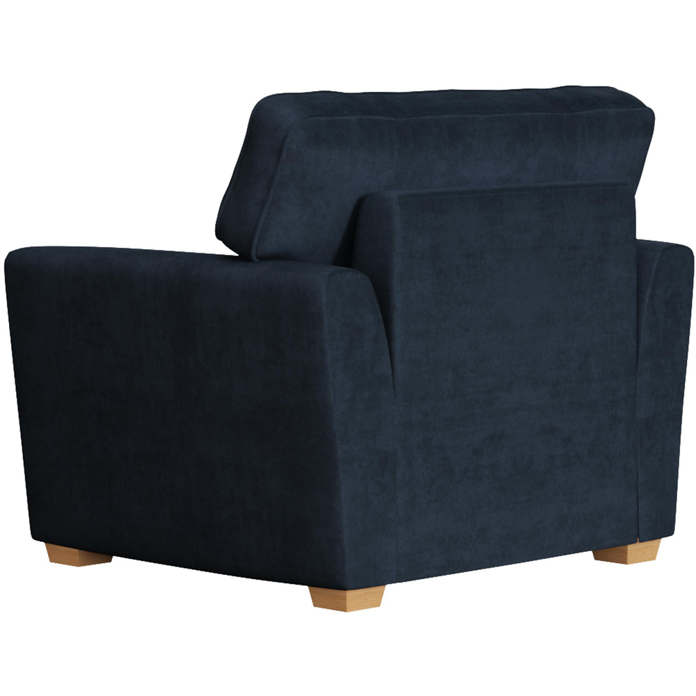 Wendleberry Royal Blue Plush Velvet Fixed Back Armchair Image 4