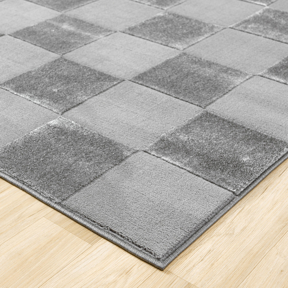 Desire Rugs Vellure Grey Metallic Sheen Grid Design Rug 60 x 220cm Image 3