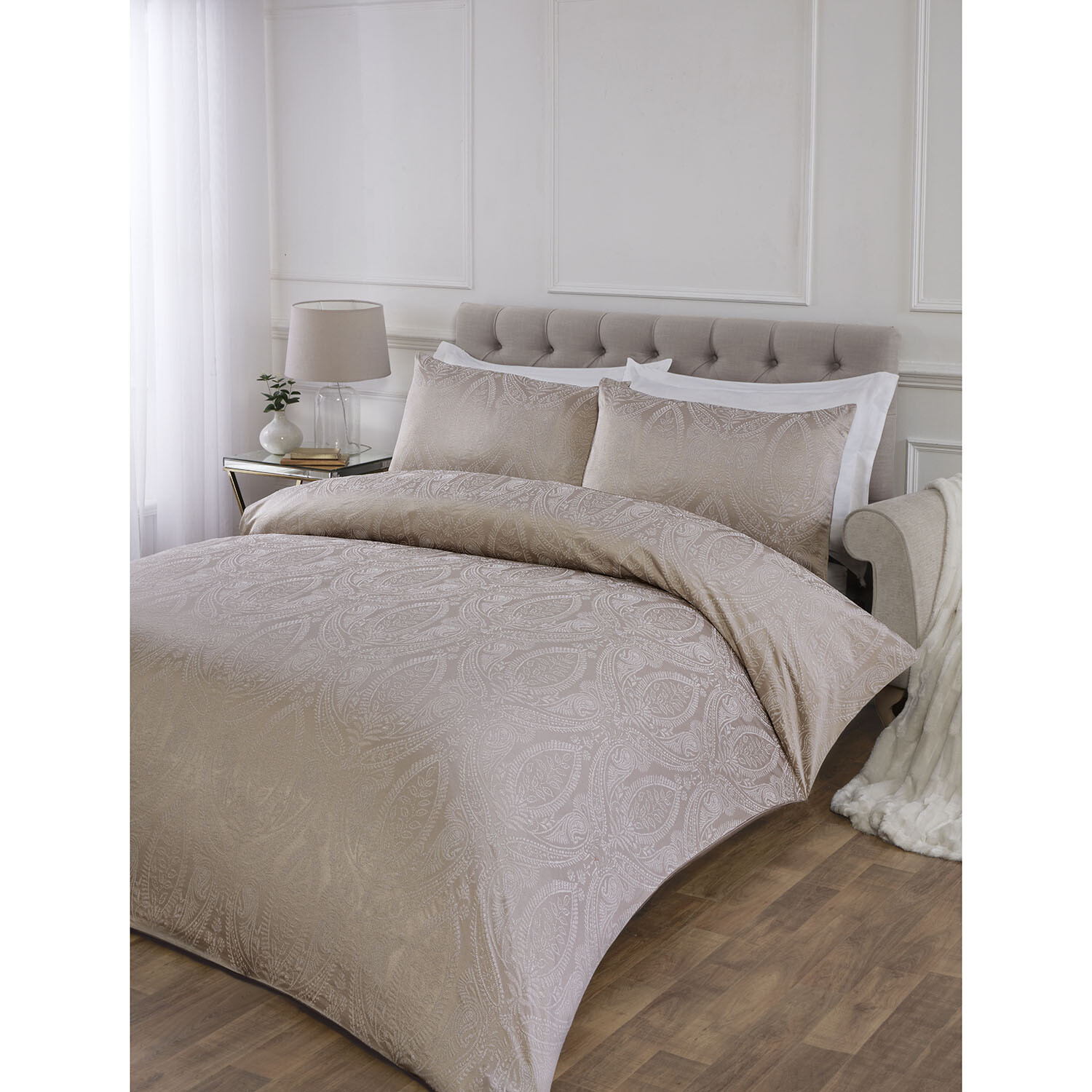 Penelope Jacquard Duvet Set - Champagne / Double Image 2