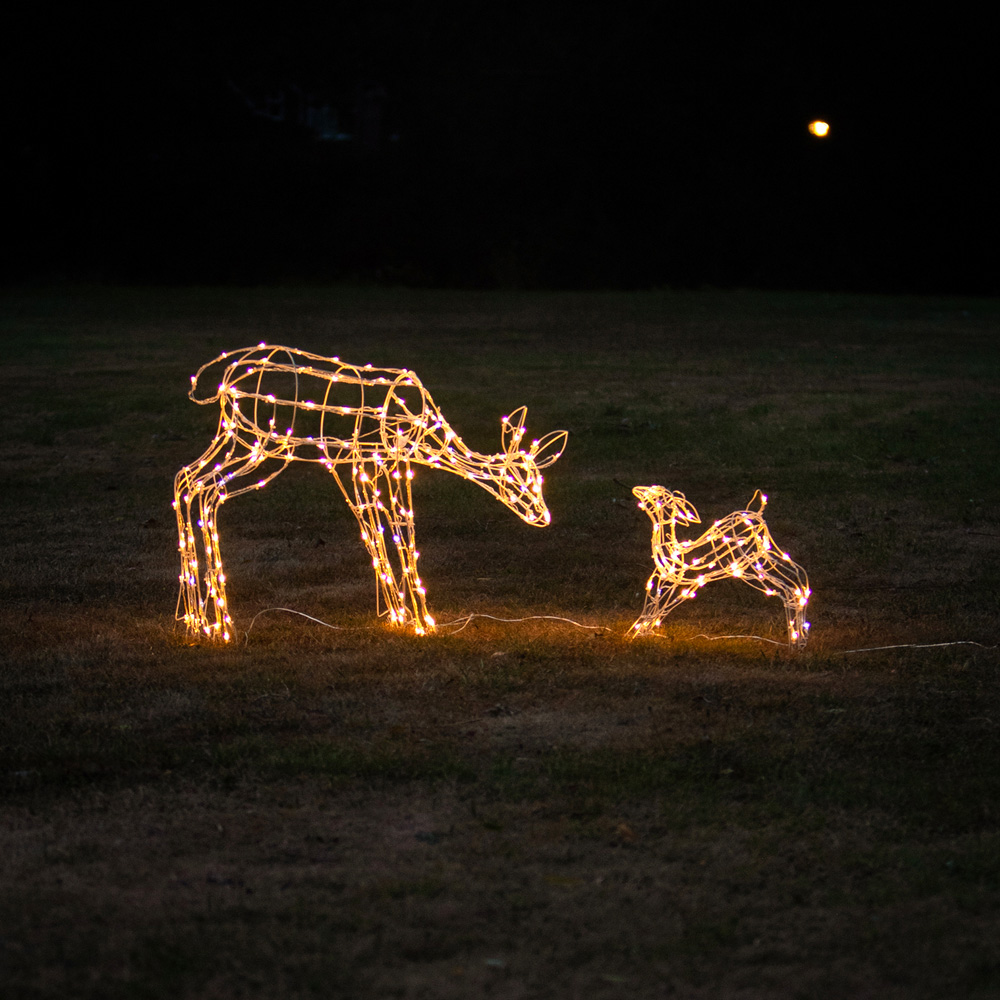 The Christmas Centre 250 LED White Wire Light-Up Mother and Baby Reindeer Set 3.2ft Image 8