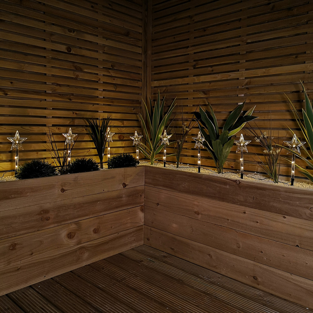 Samuel Alexander Warm White LED Star Garden Stick Light 8 Pack Image 4