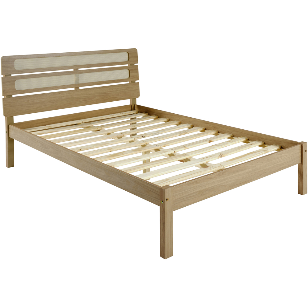 Seconique Santana Double Light Oak and Rattan Effect Bed Image 3