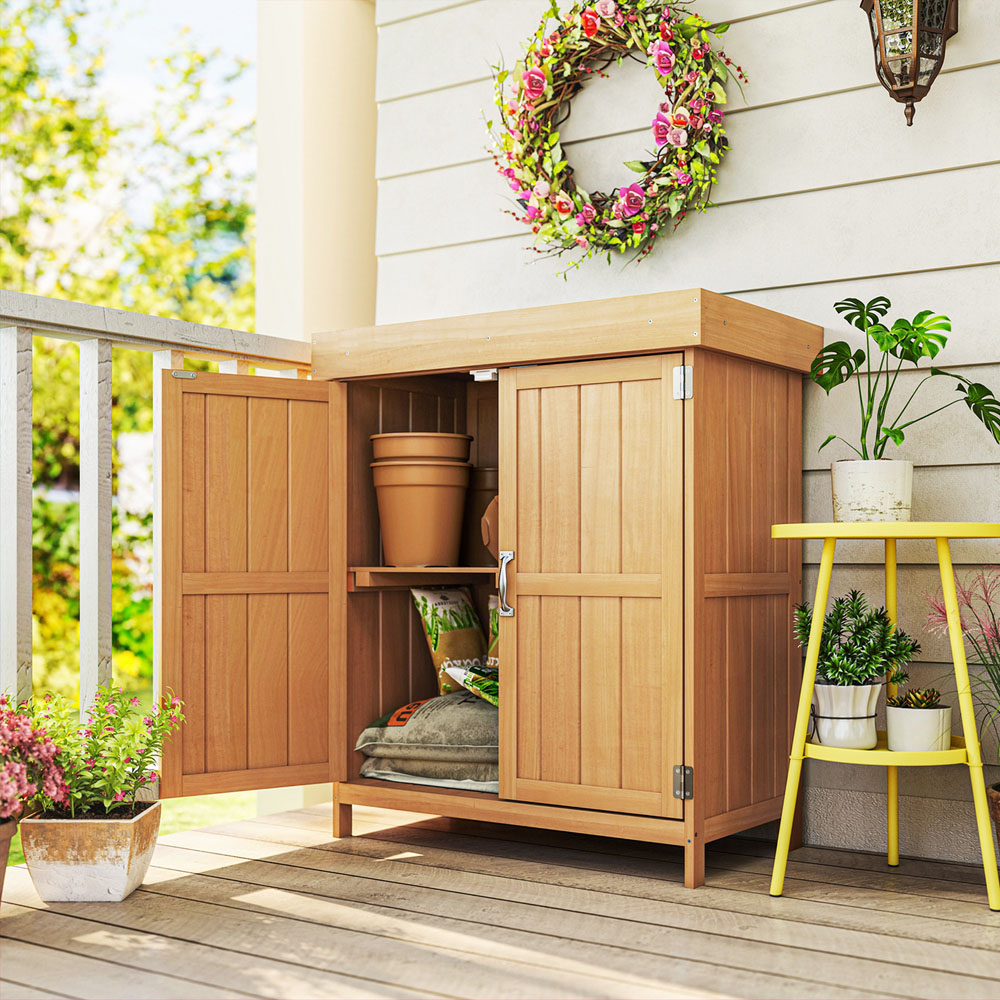 Outsunny 2.5 x 1.4ft Burlywood Garden Shed Image 2