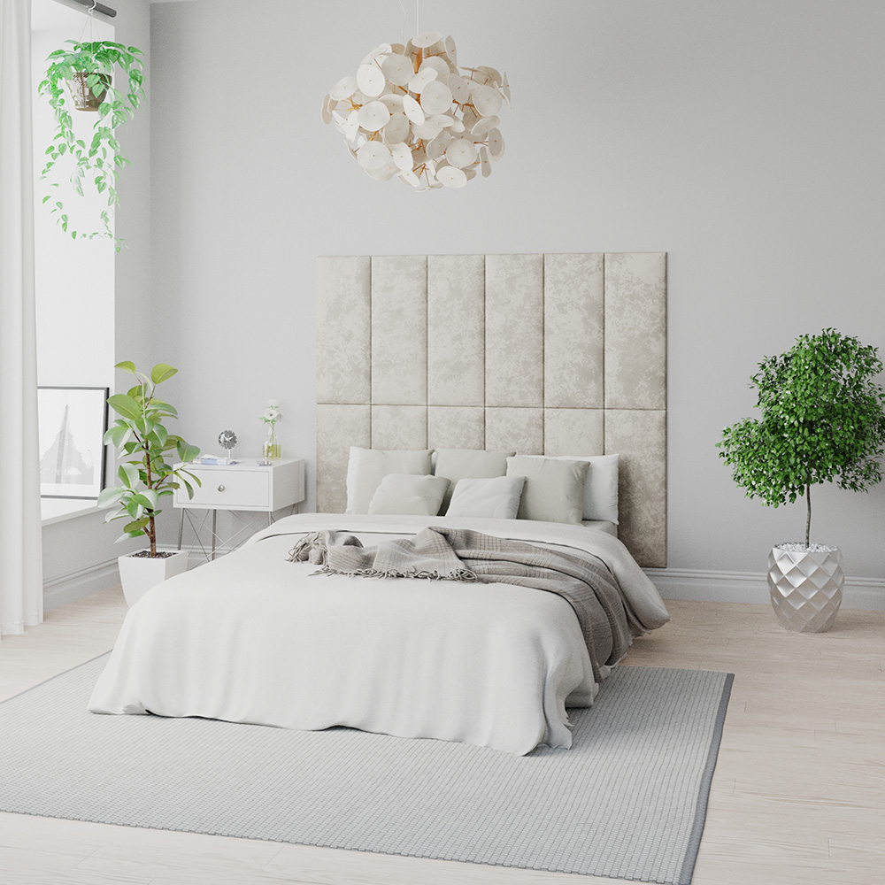 Aspire EasyMount Pearl Mirazzi Velvet Upholstered Wall Mounted Headboard Panels 8 Pack Image 4