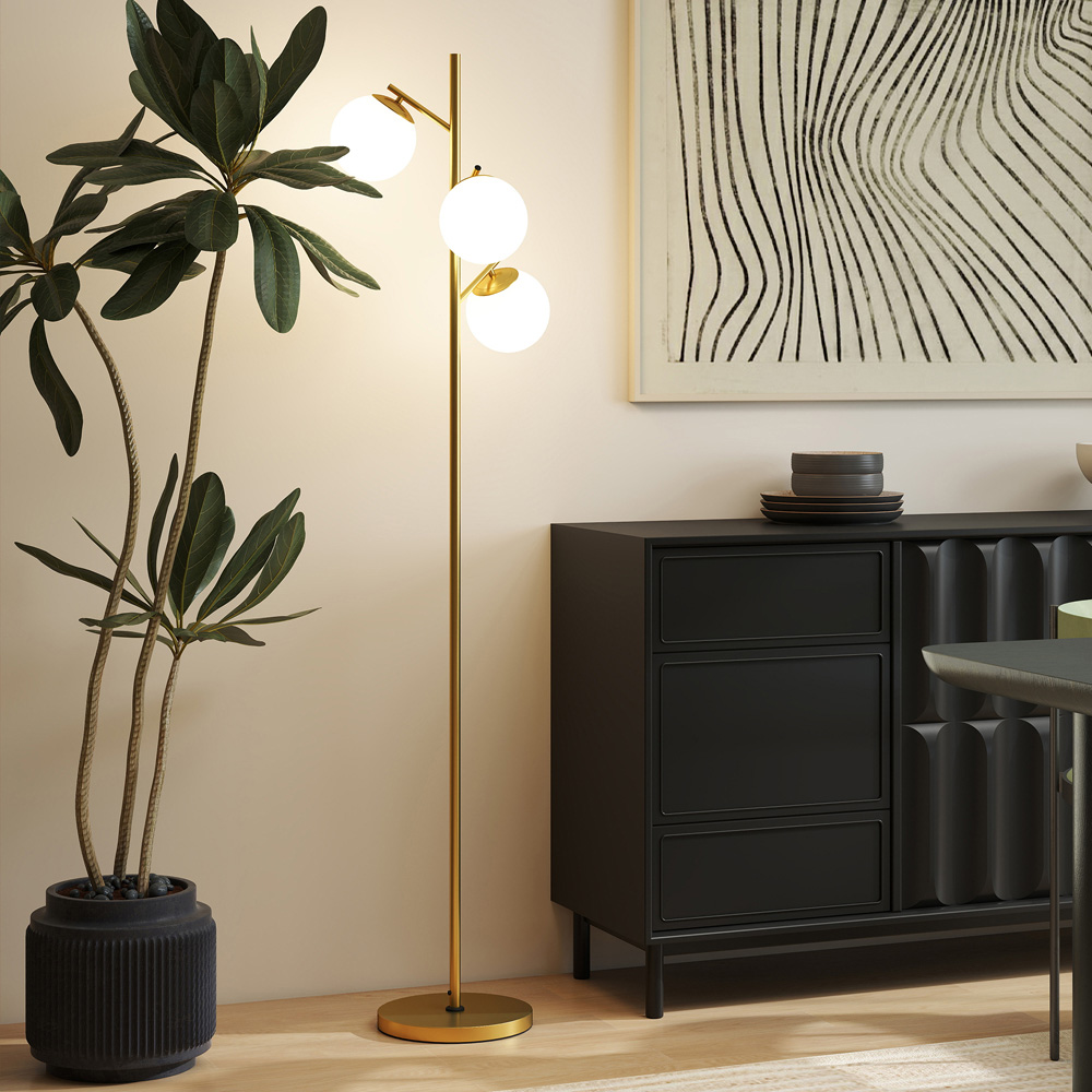 HOMCOM Gold 3 Light Tree Floor Lamp Image 5