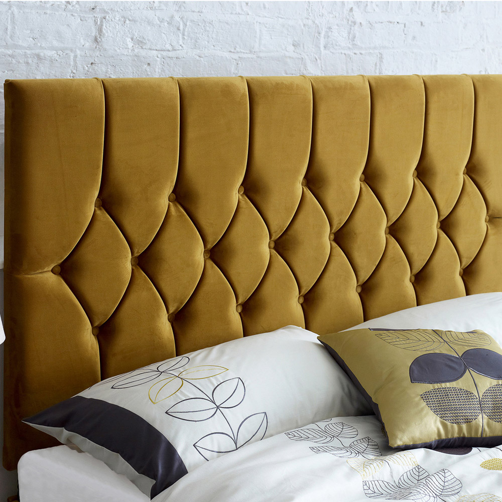 Aspire Furniture Catherine Lansfield Boutique Super King Ochre Brushed Velvet Headboard Image 3