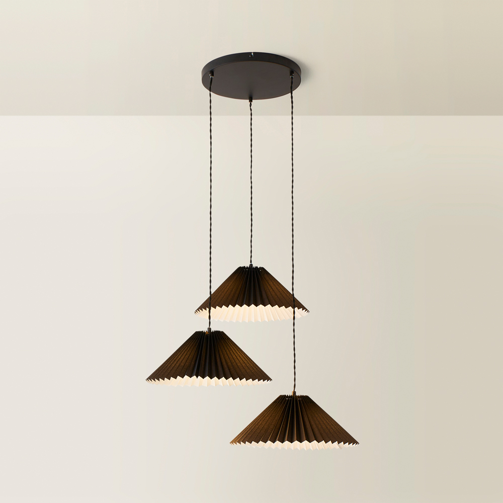 ValueLights Akira 3 Way Black Pleated LED Ceiling Pendant Light Image 5