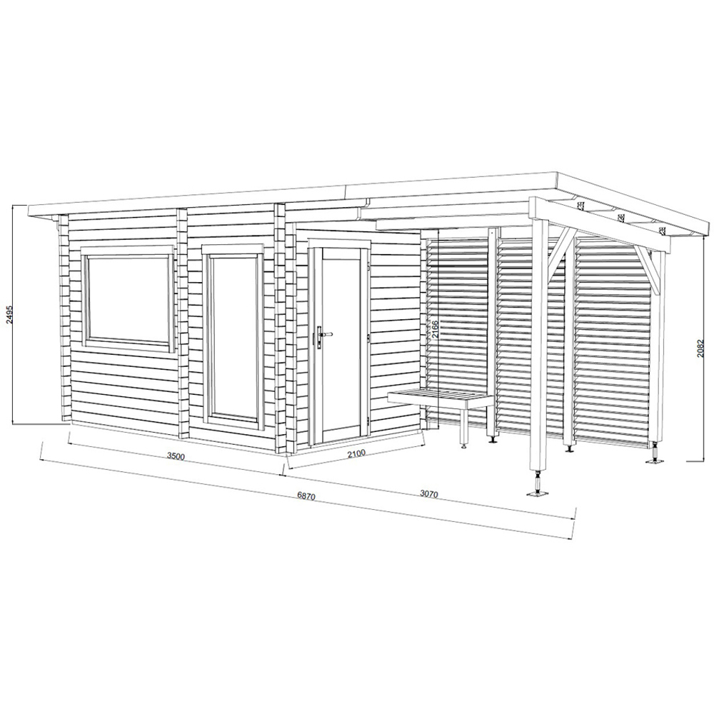 Palmako Sanna 21.6 x 8.8ft Pent Outdoor Sauna Image 9