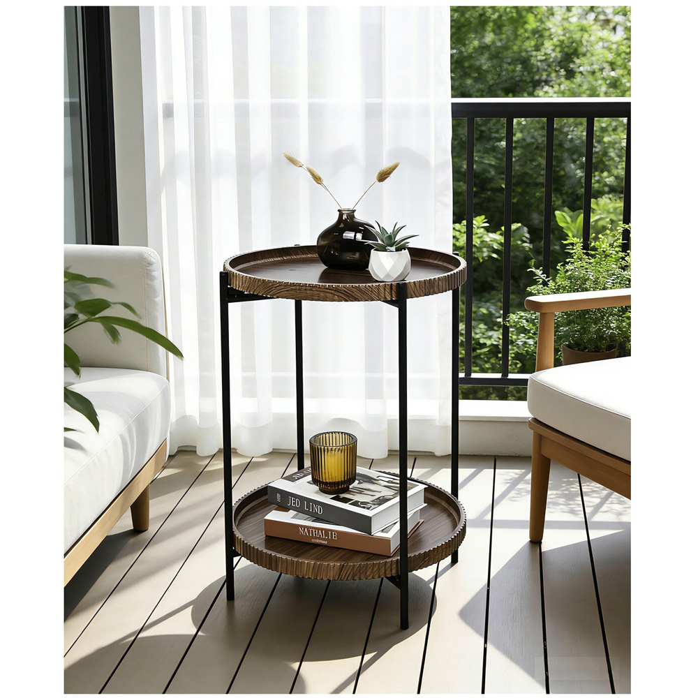2 Tier Round Side Table Walnut Image 4