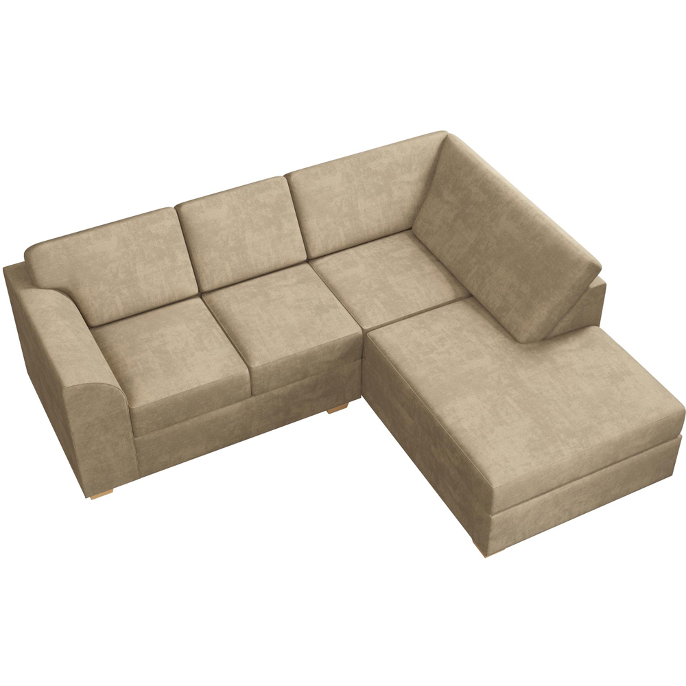 Modo 3 Seater Mink Plush Velvet Right Hand Fixed Back L-Shape Corner Sofa Image 4