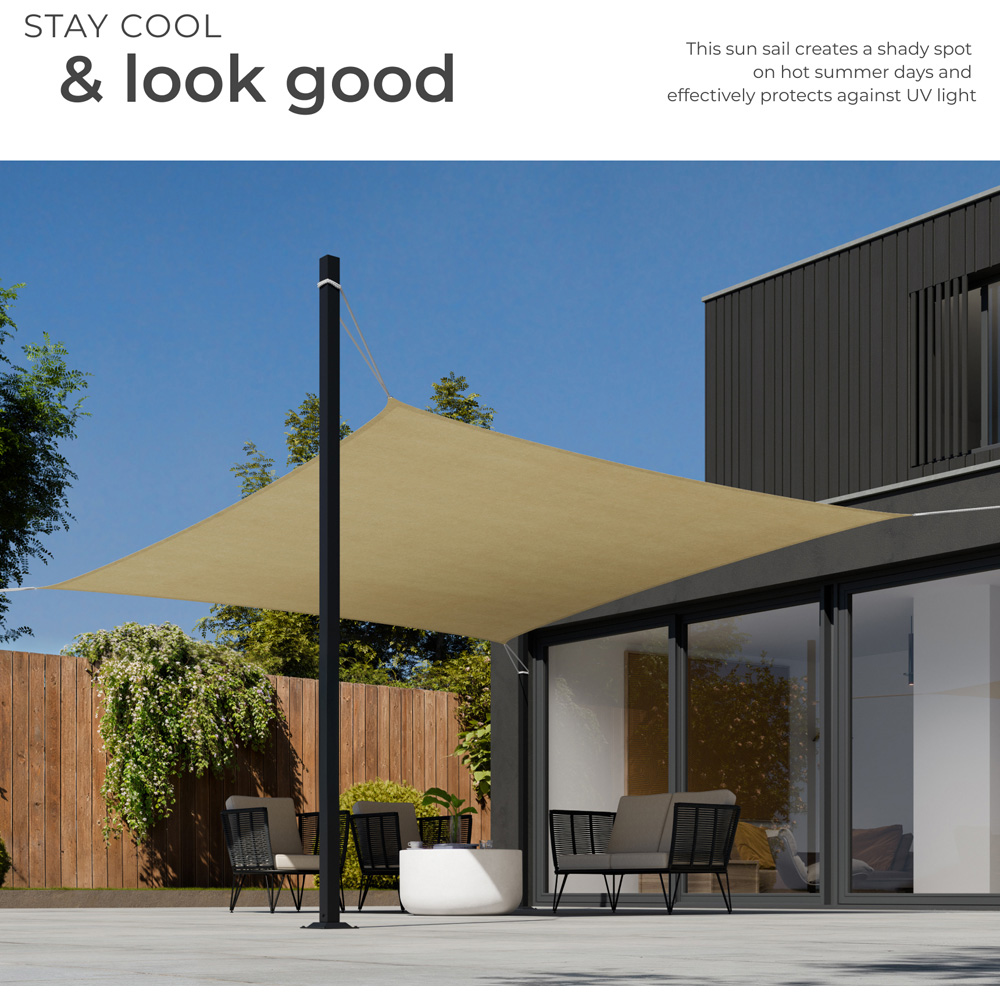 tectake Beige UV 50+ Rectangular Shade Sail 400cm Image 4